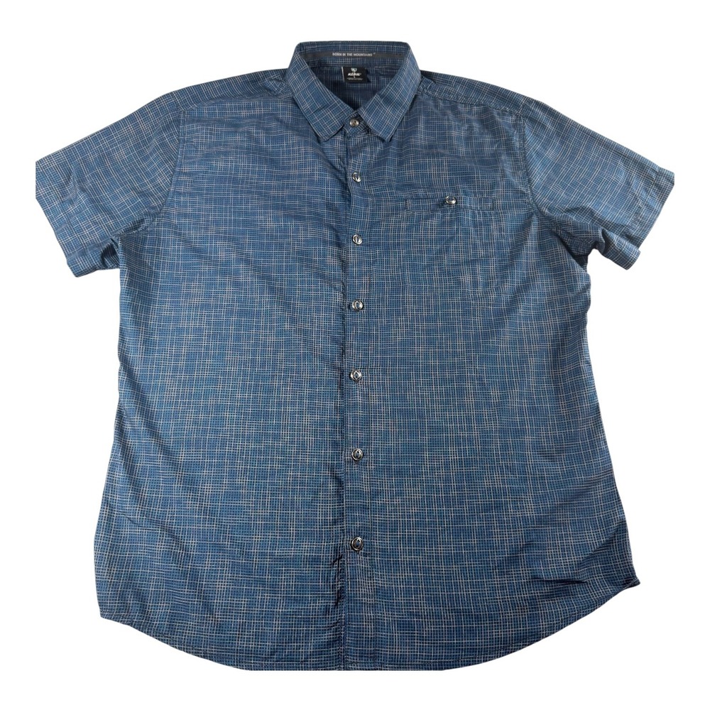 Kuhl Men Blue Grid Short Sleeve Button Down Shirt Large 7563 Hiking Outdoor